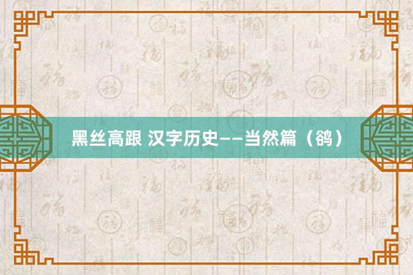 黑丝高跟 汉字历史——当然篇（鹆）