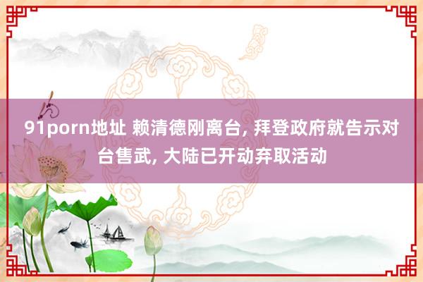 91porn地址 赖清德刚离台， 拜登政府就告示对台售武， 大陆已开动弃取活动