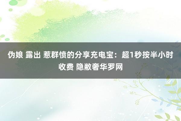 伪娘 露出 惹群愤的分享充电宝：超1秒按半小时收费 隐敝奢华罗网