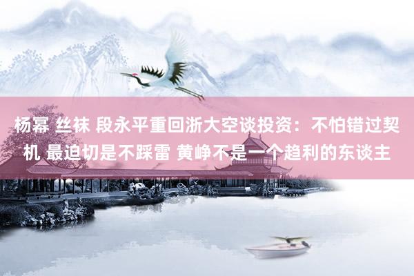 杨幂 丝袜 段永平重回浙大空谈投资：不怕错过契机 最迫切是不踩雷 黄峥不是一个趋利的东谈主