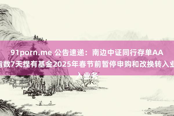 91porn.me 公告速递：南边中证同行存单AAA指数7天捏有基金2025年春节前暂停申购和改换转入业务
