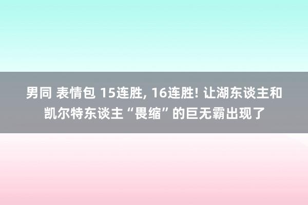 男同 表情包 15连胜， 16连胜! 让湖东谈主和凯尔特东谈主“畏缩”的巨无霸出现了