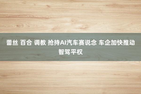 蕾丝 百合 调教 抢持AI汽车赛说念 车企加快推动智驾平权