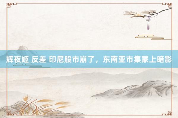 辉夜姬 反差 印尼股市崩了，东南亚市集蒙上暗影
