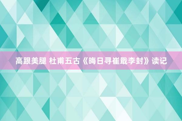 高跟美腿 杜甫五古《晦日寻崔戢李封》读记