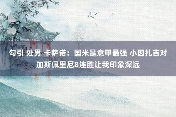 勾引 处男 卡萨诺：国米是意甲最强 小因扎吉对加斯佩里尼8连胜让我印象深远