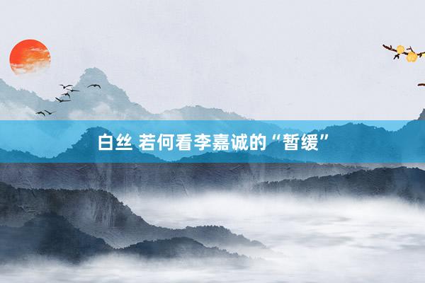 白丝 若何看李嘉诚的“暂缓”