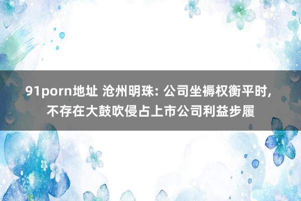 91porn地址 沧州明珠: 公司坐褥权衡平时， 不存在大鼓吹侵占上市公司利益步履