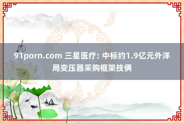91porn.com 三星医疗: 中标约1.9亿元外洋局变压器采购框架技俩