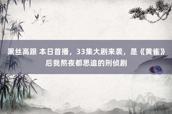 黑丝高跟 本日首播，33集大剧来袭，是《黄雀》后我熬夜都思追的刑侦剧