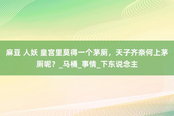 麻豆 人妖 皇宫里莫得一个茅厕，天子齐奈何上茅厕呢？_马桶_事情_下东说念主