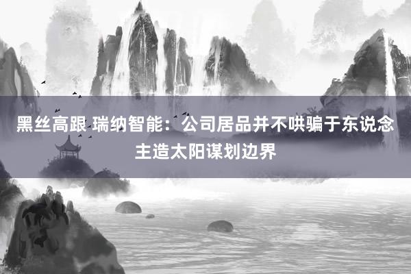 黑丝高跟 瑞纳智能：公司居品并不哄骗于东说念主造太阳谋划边界