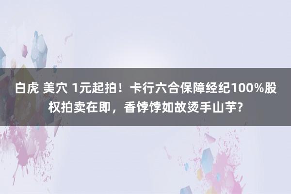白虎 美穴 1元起拍！卡行六合保障经纪100%股权拍卖在即，香饽饽如故烫手山芋?