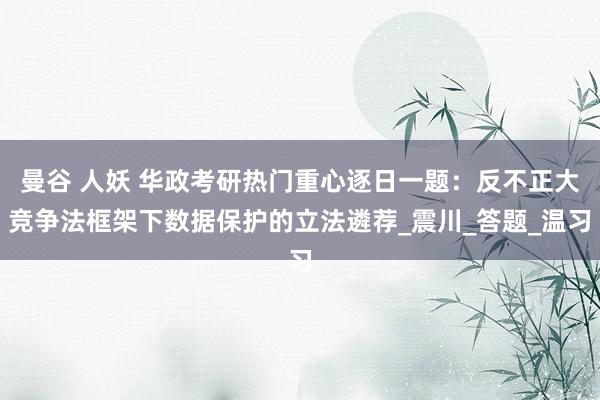 曼谷 人妖 华政考研热门重心逐日一题：反不正大竞争法框架下数据保护的立法遴荐_震川_答题_温习