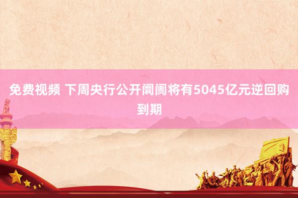 免费视频 下周央行公开阛阓将有5045亿元逆回购到期