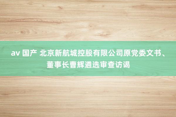 av 国产 北京新航城控股有限公司原党委文书、董事长曹辉遴选审查访谒